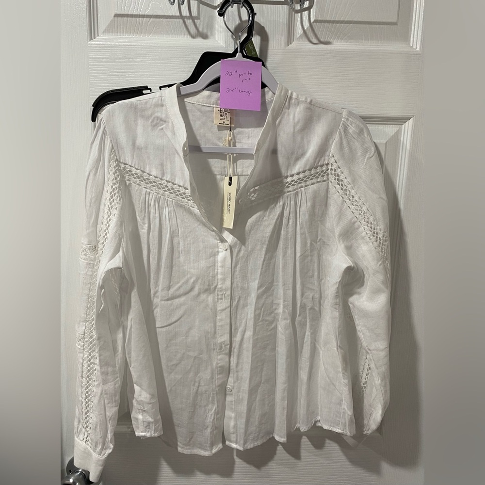 Matilda Jane Good Hart, women’s blouse, white, size M, button down. NWT